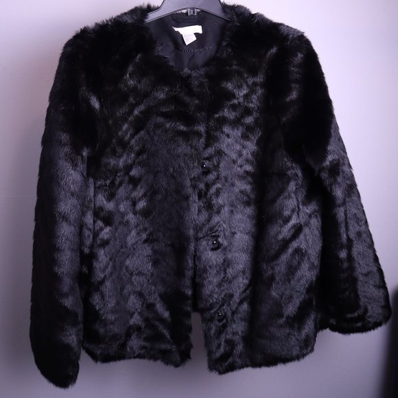 Black Faux Fur Jacket - Picture 1 of 3
